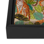 Jungle Tigers In Sand Brown Framed Canvas Print Gallery Image 3