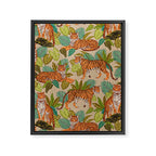 Jungle Tigers In Sand Brown Framed Canvas Print Gallery Image 6