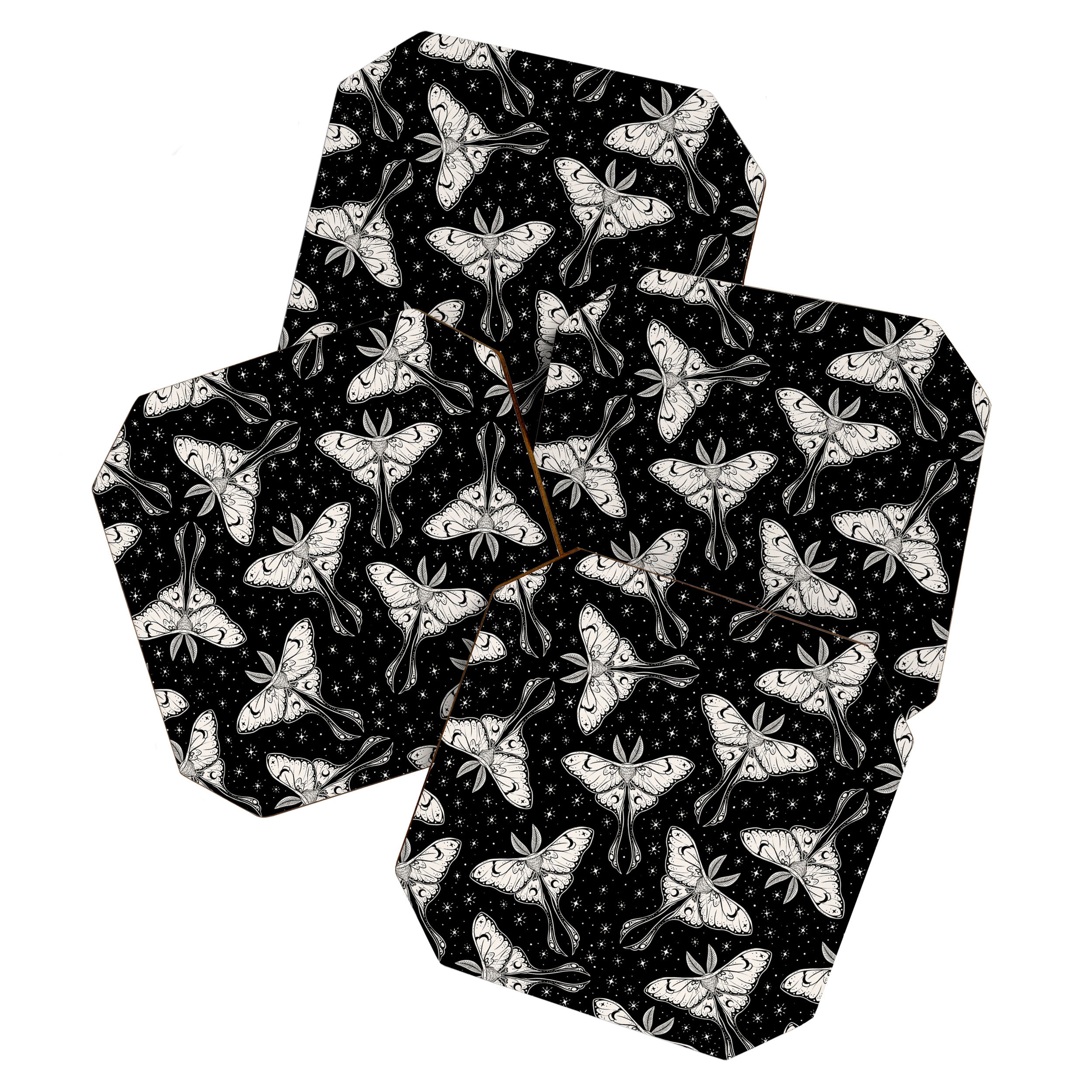 Luna Moth In Black and White Coaster Gallery Image 1