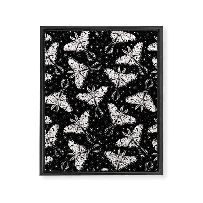 Luna Moth In Black and White Framed Canvas Print Gallery Image 1