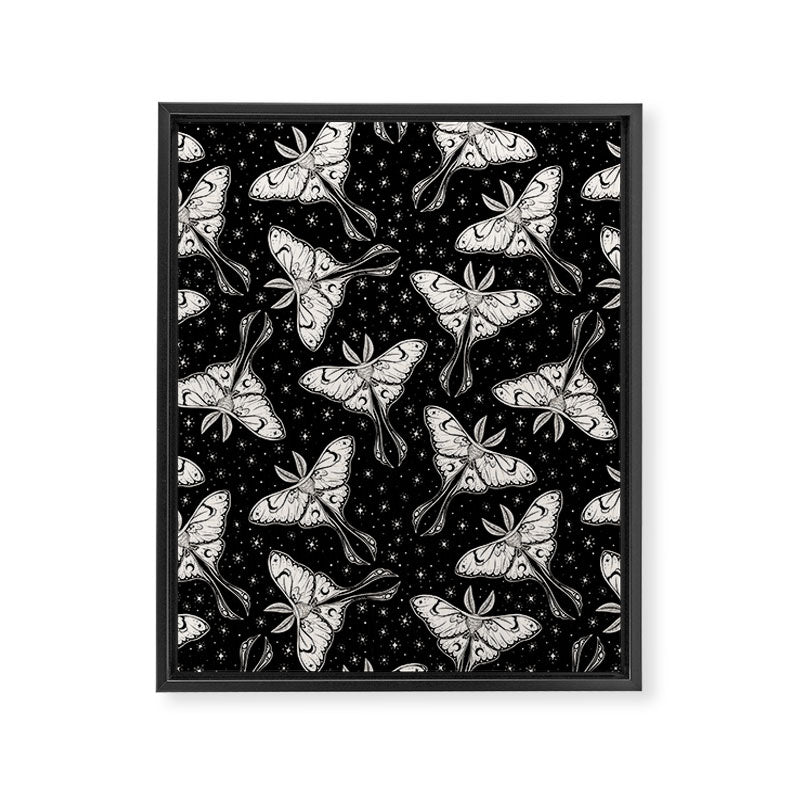 Luna Moth In Black and White Framed Canvas Print Gallery Image 6
