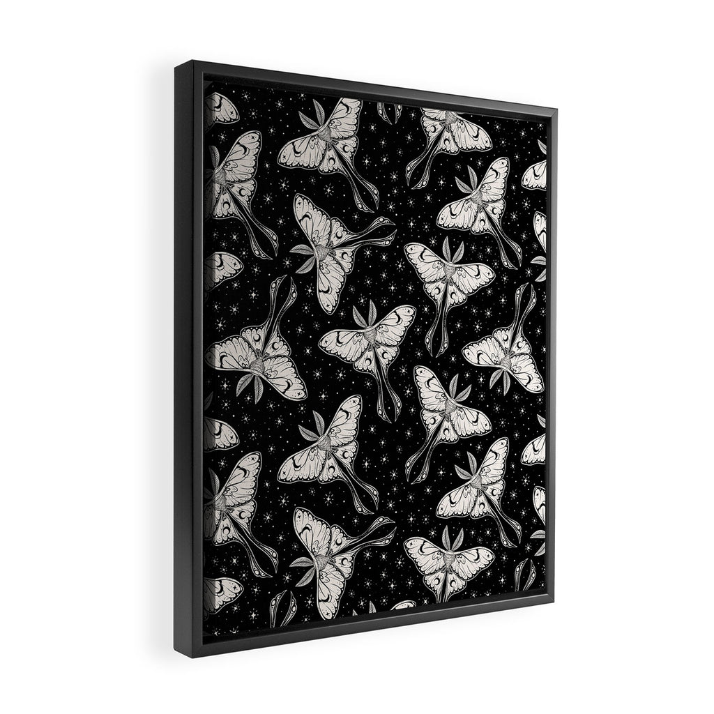 Luna Moth In Black and White Framed Canvas Print Gallery Image 2