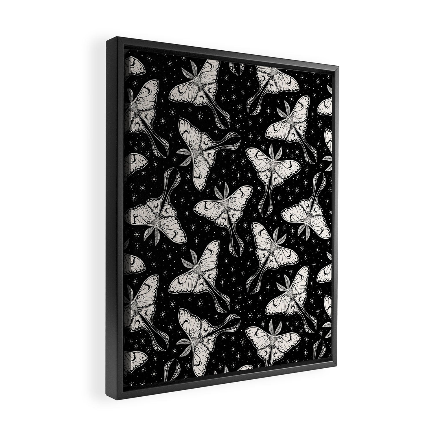 Luna Moth In Black and White Framed Canvas Print Gallery Image 2