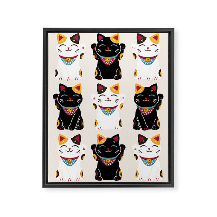Maneki Neko - Lucky Cats Framed Canvas Print Gallery Image 1