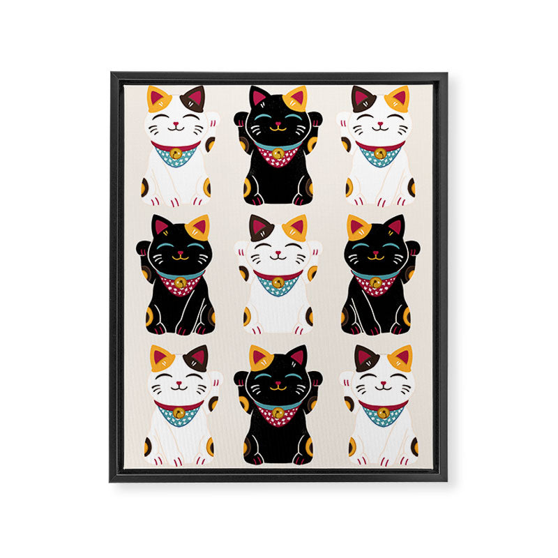 Maneki Neko - Lucky Cats Framed Canvas Print Gallery Image 6