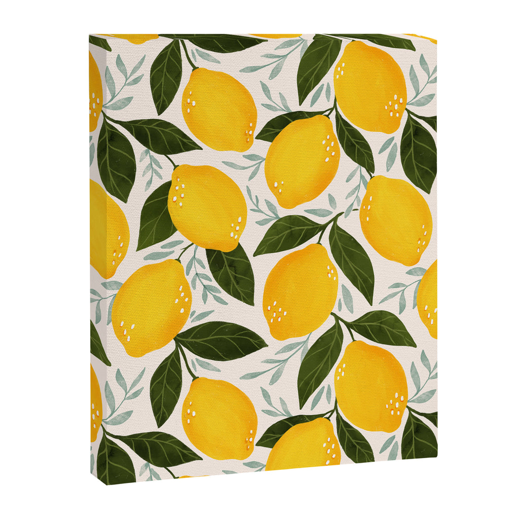 Mediterranean Summer Lemons Pattern Canvas Print Gallery Image 8