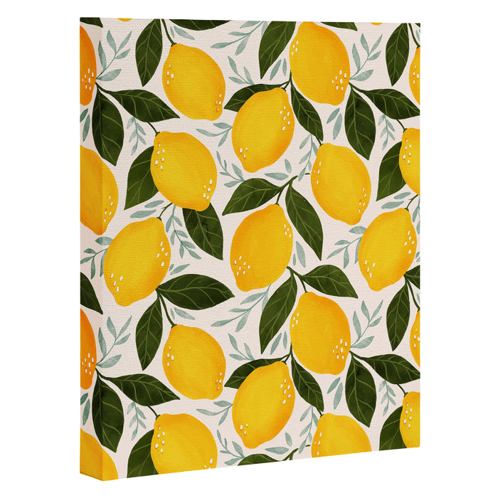 Mediterranean Summer Lemons Pattern Canvas Print Gallery Image 1