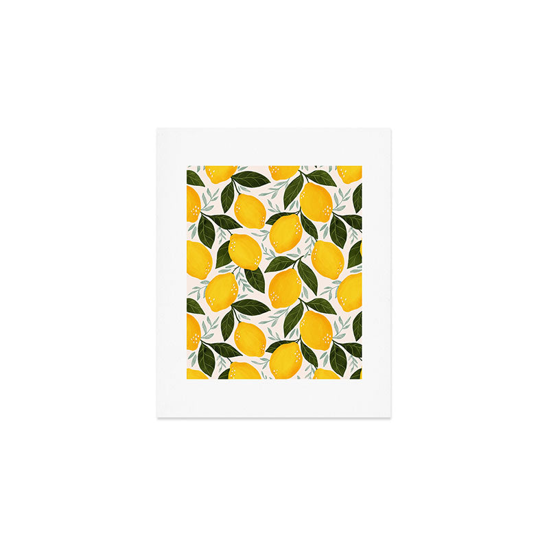 Mediterranean Summer Lemons Pattern Art Print Gallery Image 1
