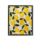 Mediterranean Summer Lemons Pattern Framed Canvas Print Gallery Image 8