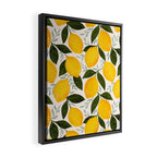 Mediterranean Summer Lemons Pattern Framed Canvas Print Gallery Image 2