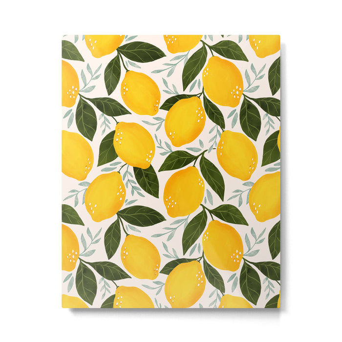 Mediterranean Summer Lemons Pattern Metal Print Gallery Image 1
