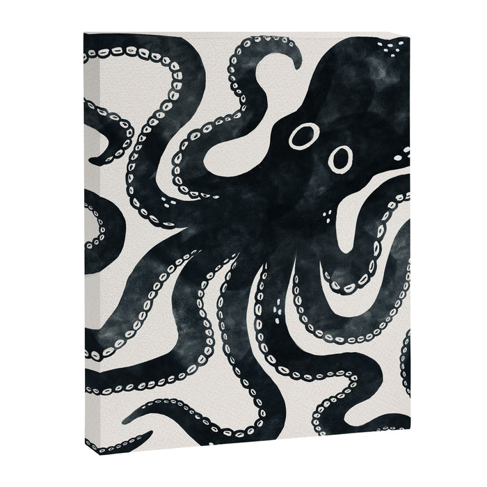Minoan Octopus - Black Ink Canvas Print Gallery Image 1