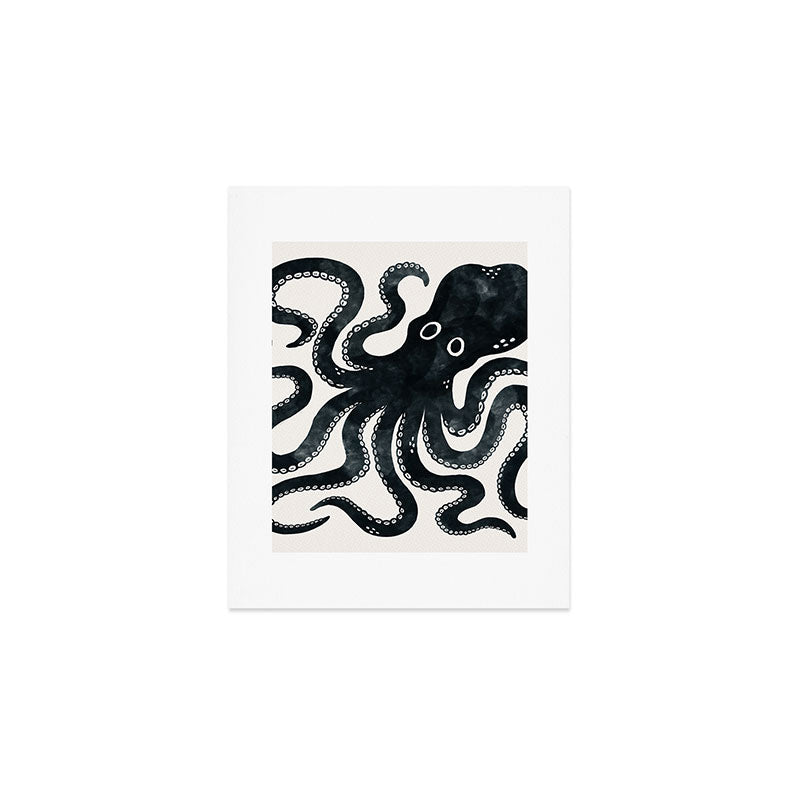 Minoan Octopus - Black Ink Art Print Gallery Image 1
