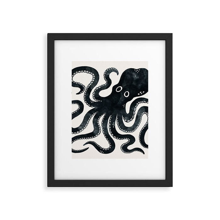 Minoan Octopus - Black Ink Framed Art Print Gallery Image 1