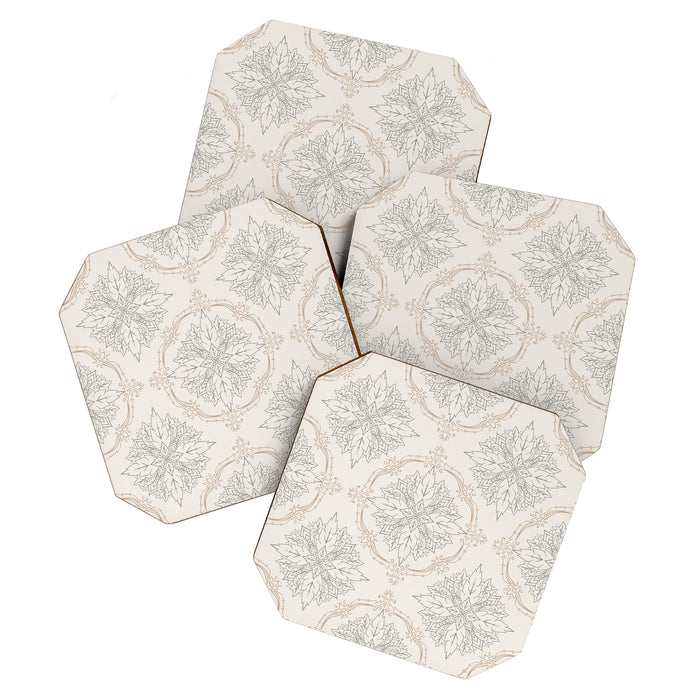 Modern Floral Damask Pattern â Neutral Brown and Gray Earth Tones Coaster Gallery Image 1