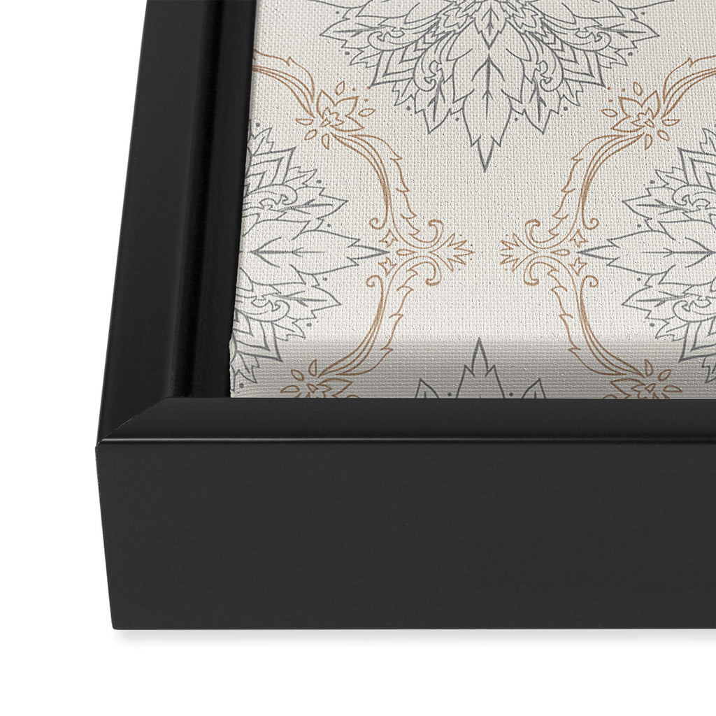 Modern Floral Damask Pattern â Neutral Brown and Gray Earth Tones Framed Canvas Print Gallery Image 3