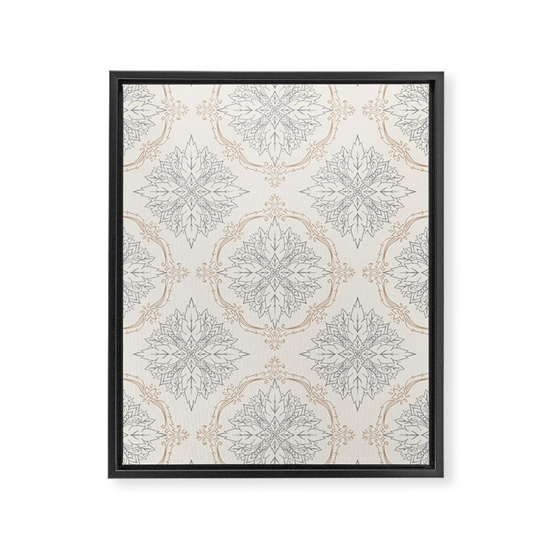 Modern Floral Damask Pattern â Neutral Brown and Gray Earth Tones Framed Canvas Print Gallery Image 6