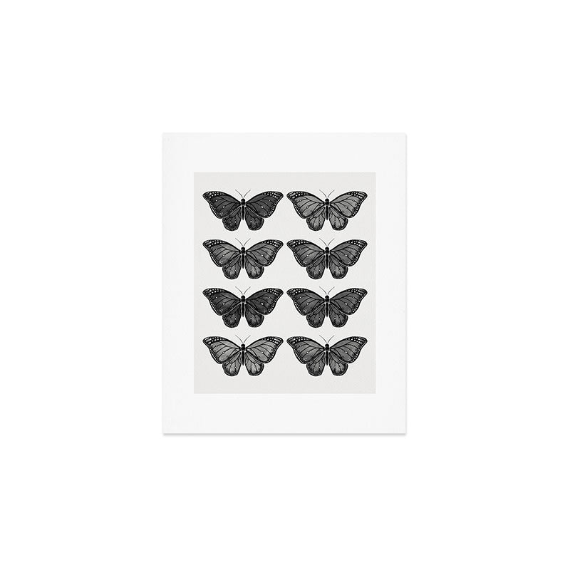 Monarch Butterfly - Black and White Art Print Gallery Image 1