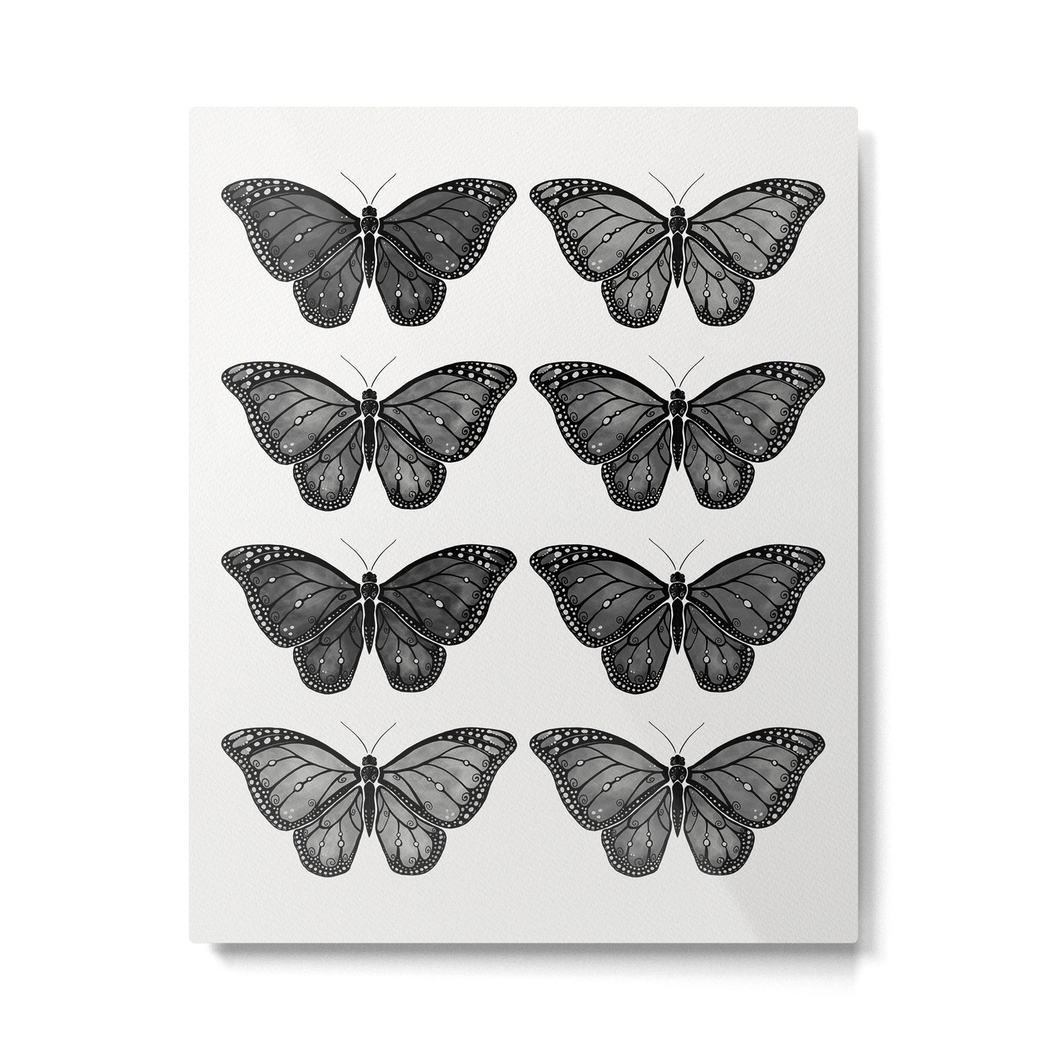 Monarch Butterfly - Black and White Metal Print Gallery Image 4