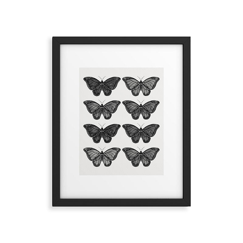 Monarch Butterfly - Black and White Framed Art Print Gallery Image 5