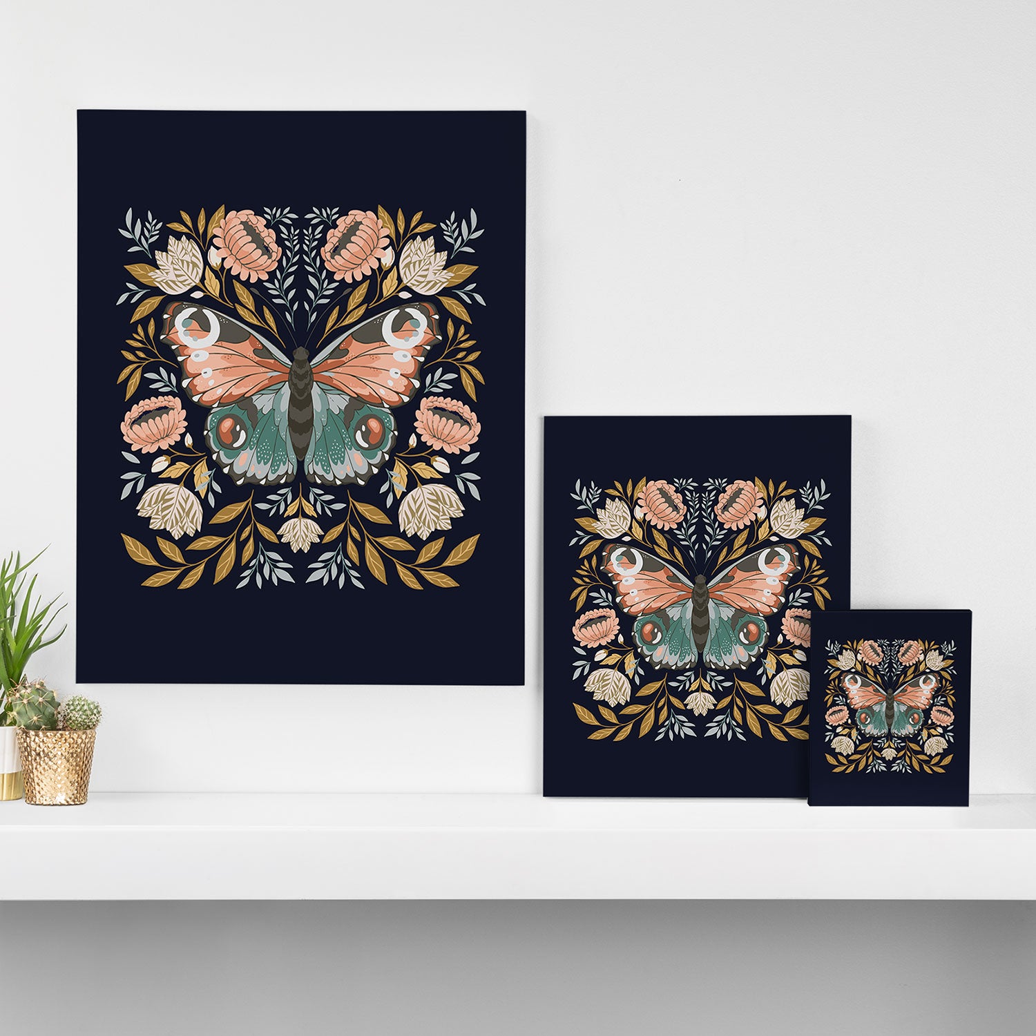William Morris Butterfly - Midnight Garden Canvas Print Gallery Image 3
