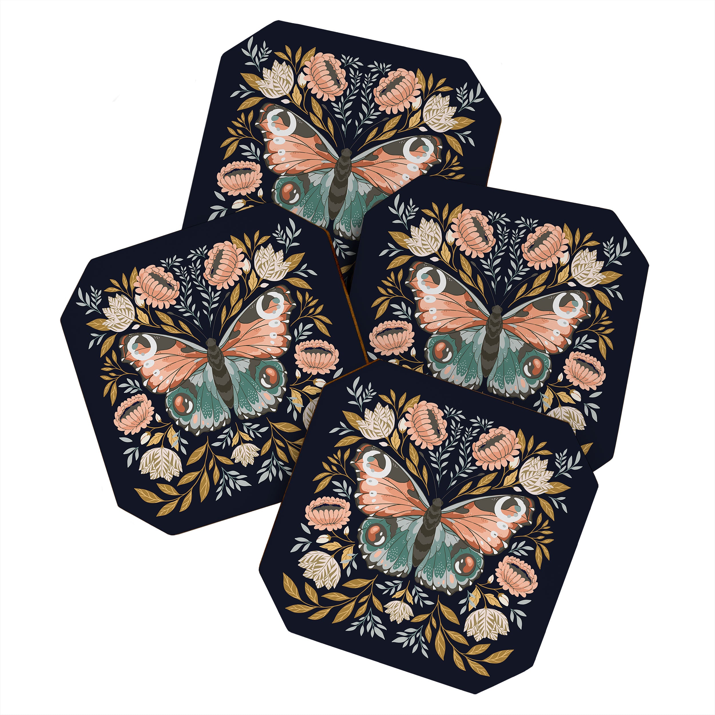 William Morris Butterfly - Midnight Garden Coaster Gallery Image 1