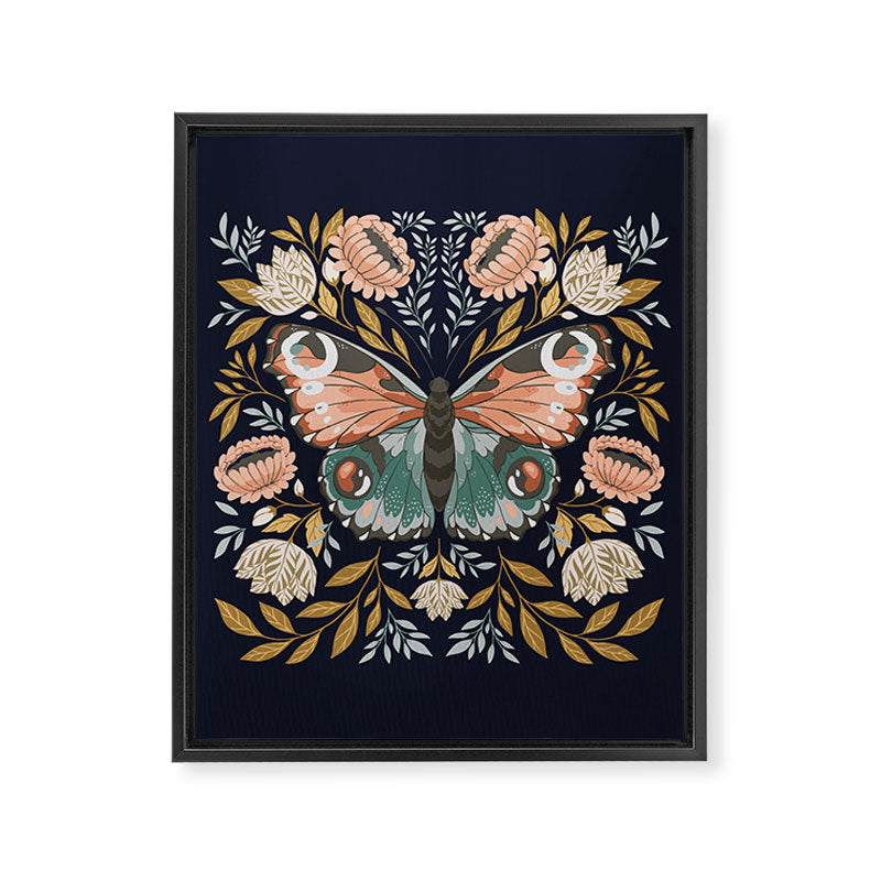 William Morris Butterfly - Midnight Garden Framed Canvas Print Gallery Image 8