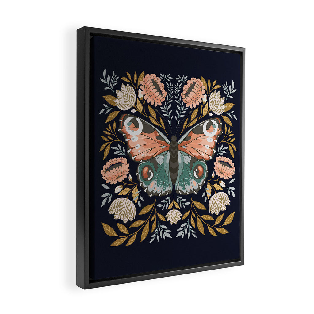 William Morris Butterfly - Midnight Garden Framed Canvas Print Gallery Image 2