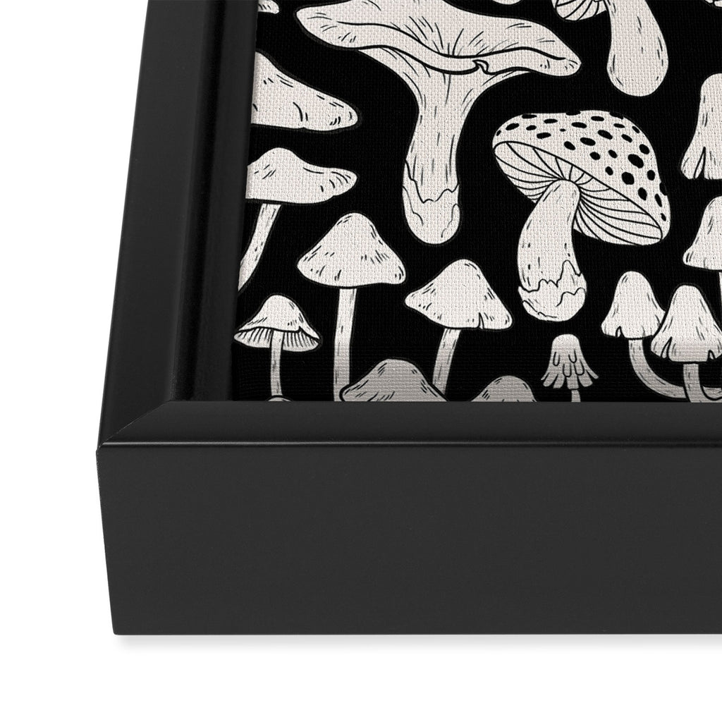 Mushrooms in Black And White Framed Canvas Print Gallery Image 3