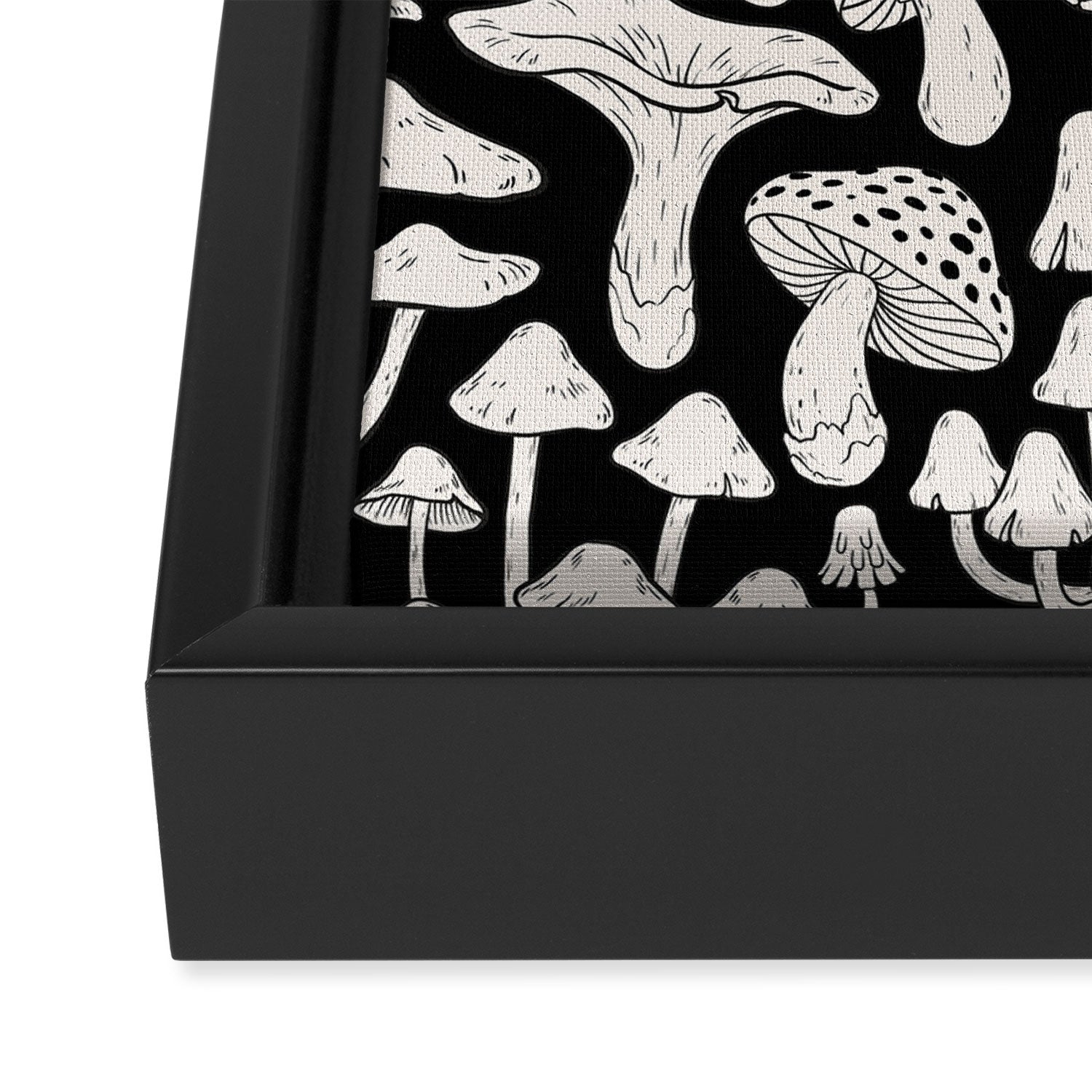 Mushrooms in Black And White Framed Canvas Print Gallery Image 3