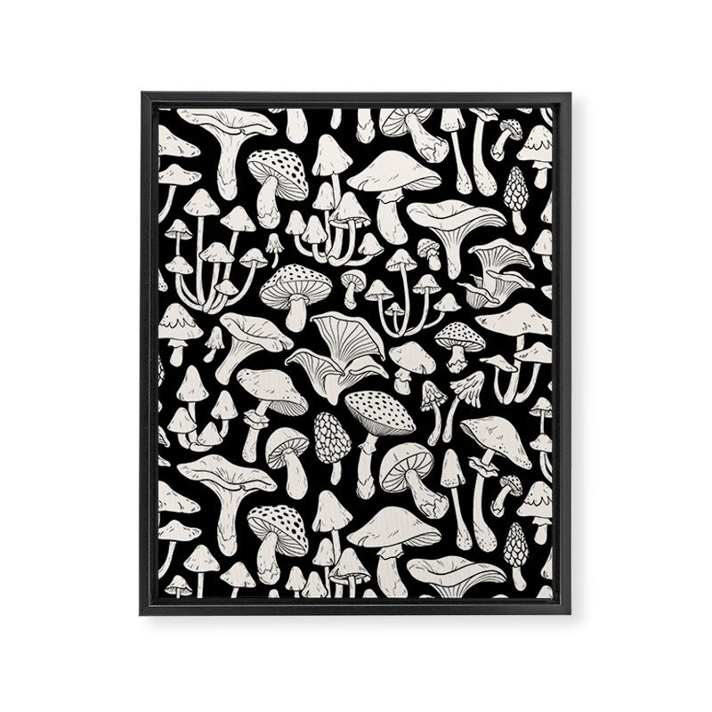 Mushrooms in Black And White Framed Canvas Print Gallery Image 6