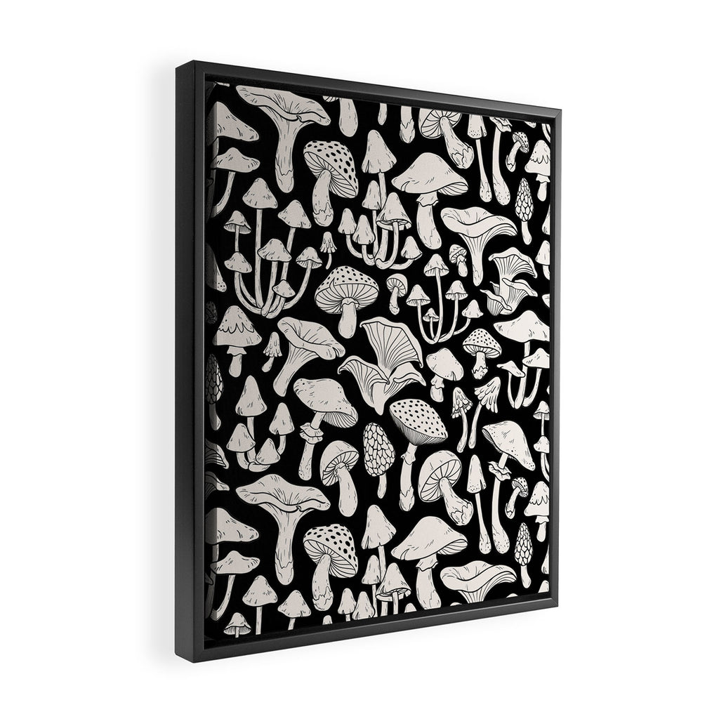 Mushrooms in Black And White Framed Canvas Print Gallery Image 2