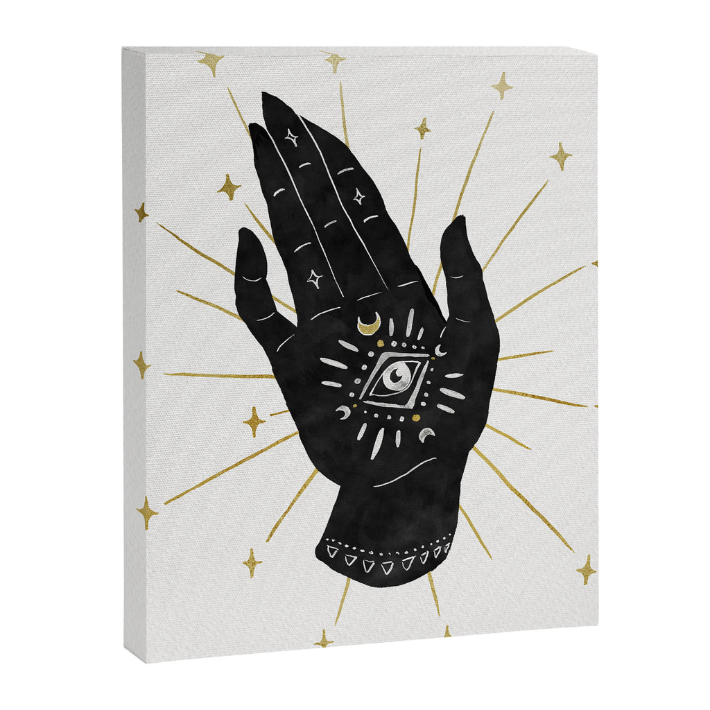 Mystic Hand with Eye - Black and Gold Ink Canvas Print Gallery Image 6