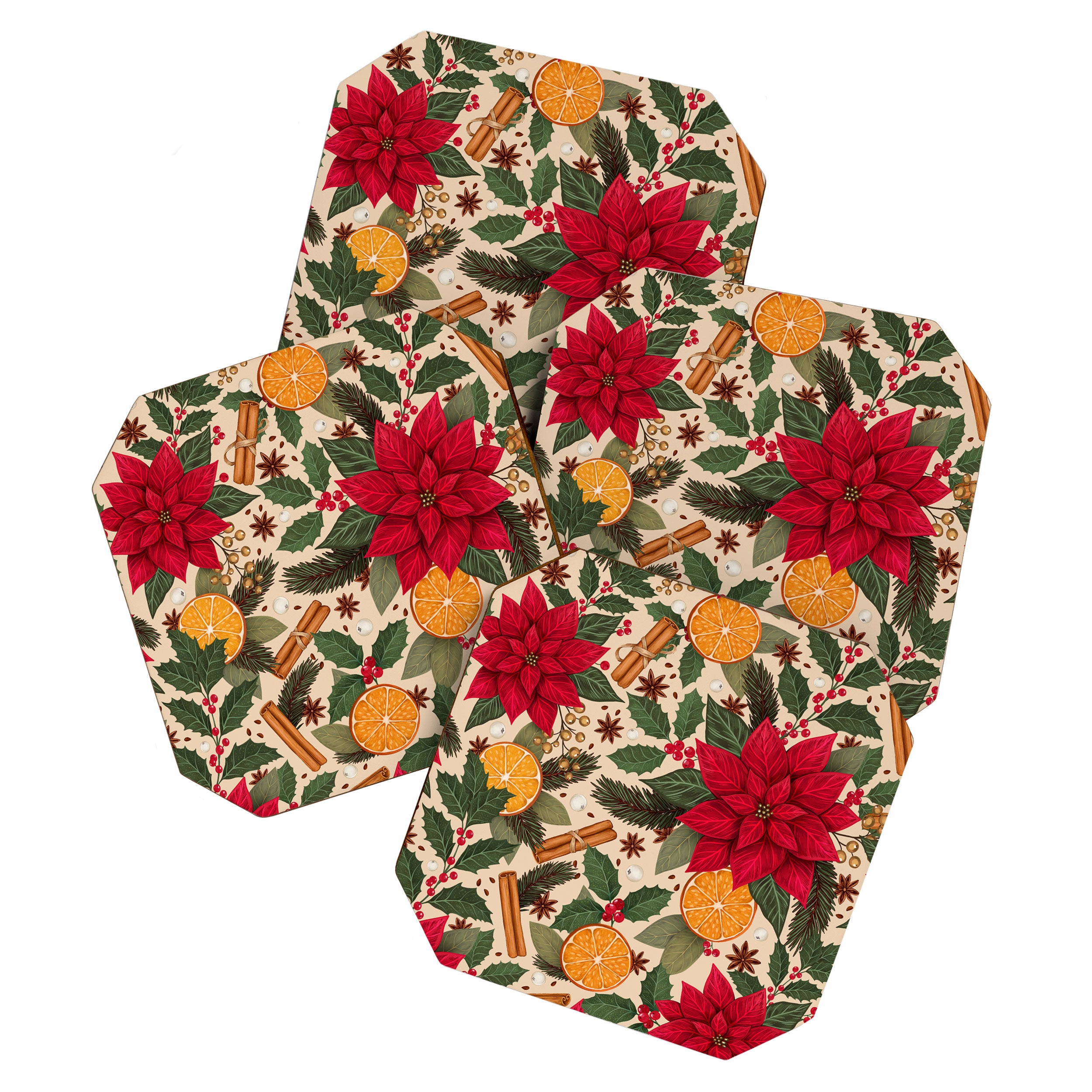 Poinsettia Flowers and Spices Coaster Gallery Image 1
