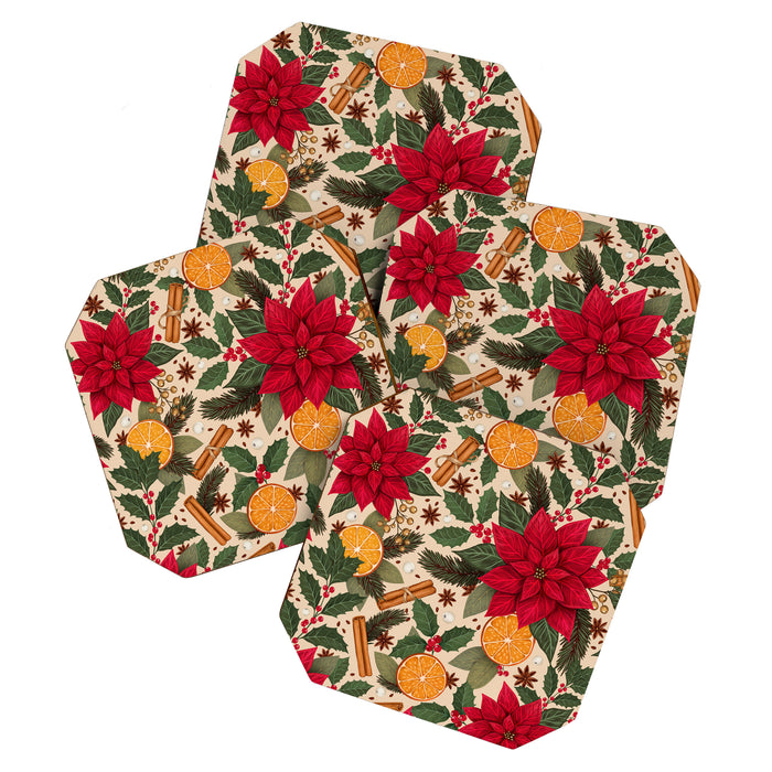 Poinsettia Flowers and Spices Coaster Gallery Image 1