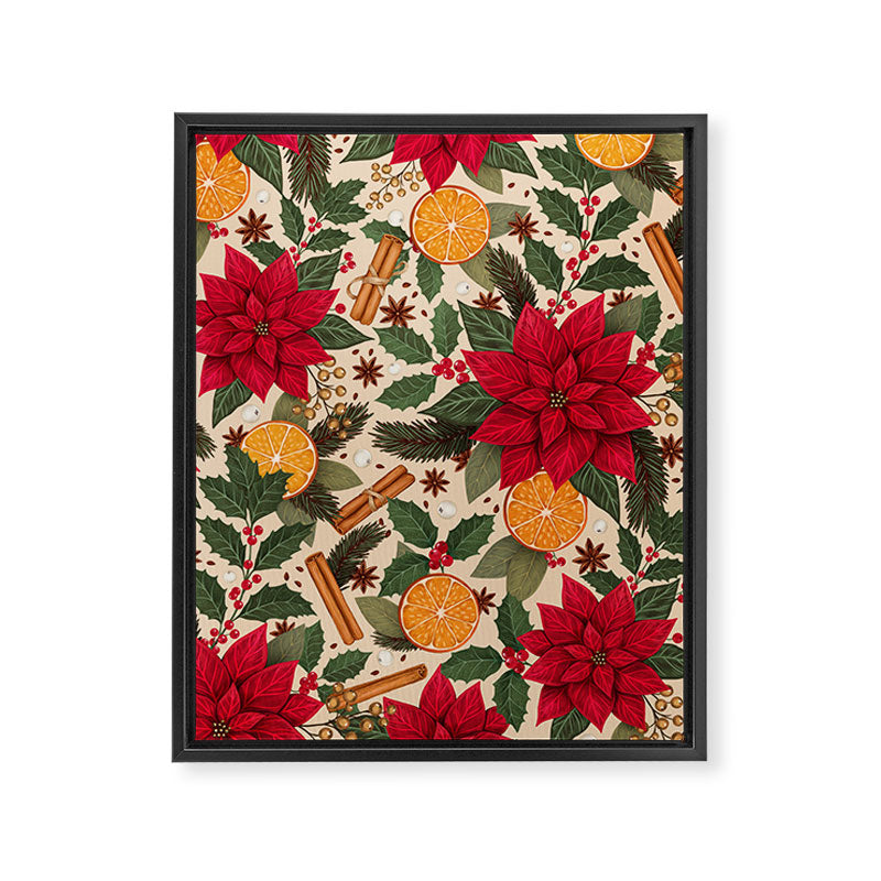 Poinsettia Flowers and Spices Framed Canvas Print Gallery Image 6