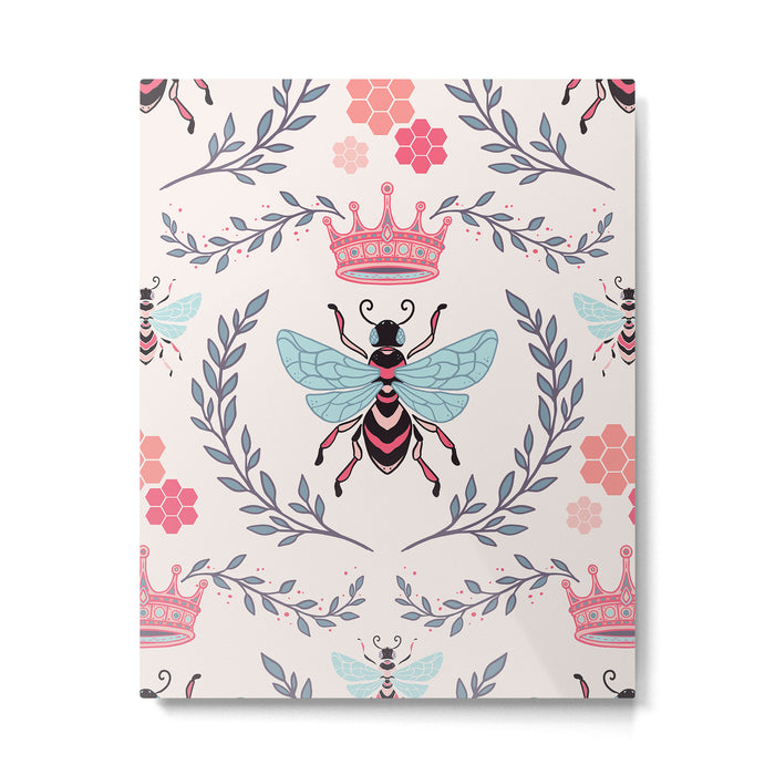 Queen Bee - Coral Pink Metal Print Gallery Image 1
