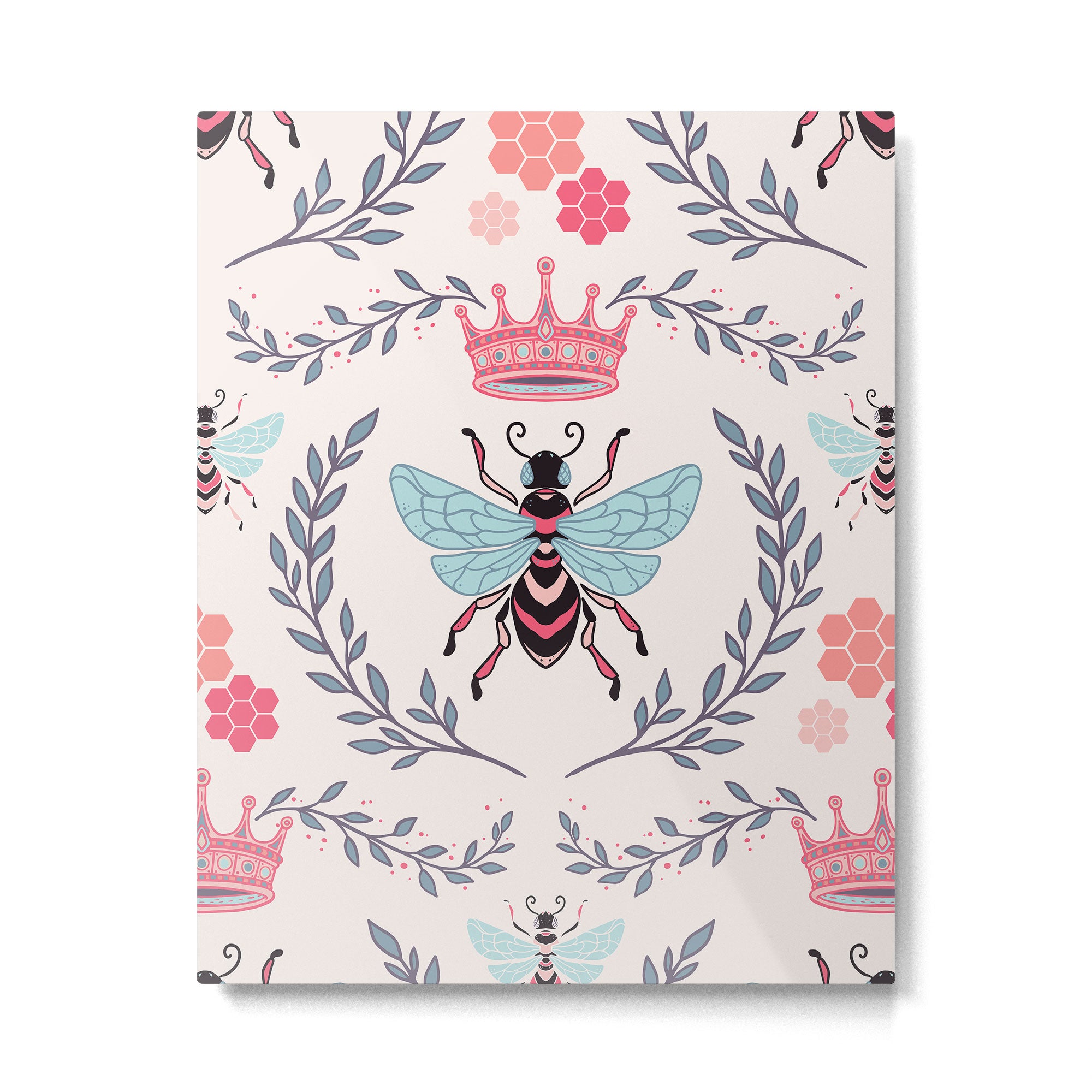 Queen Bee - Coral Pink Metal Print Gallery Image 4