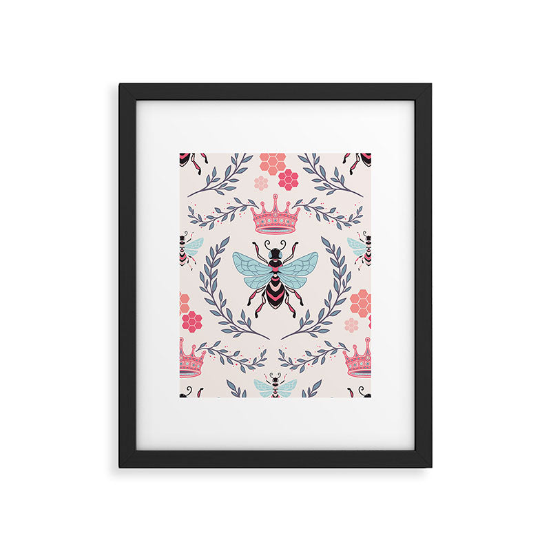 Queen Bee - Coral Pink Framed Art Print Gallery Image 5