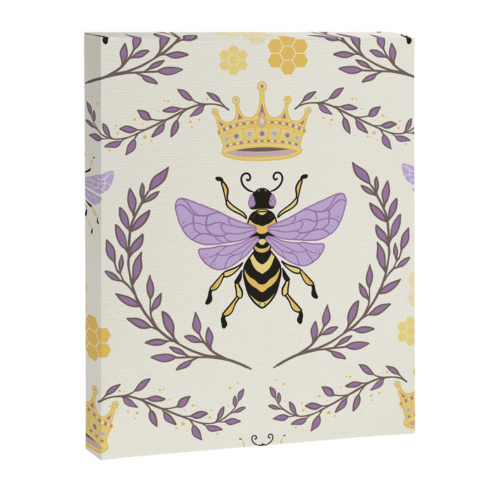 Queen Bee - Lavander Purple and Yellow Canvas Print Gallery Image 1