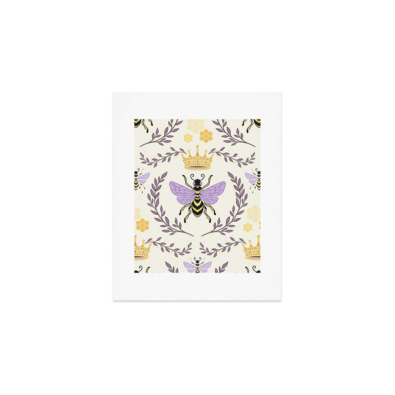 Queen Bee - Lavander Purple and Yellow Art Print Gallery Image 1