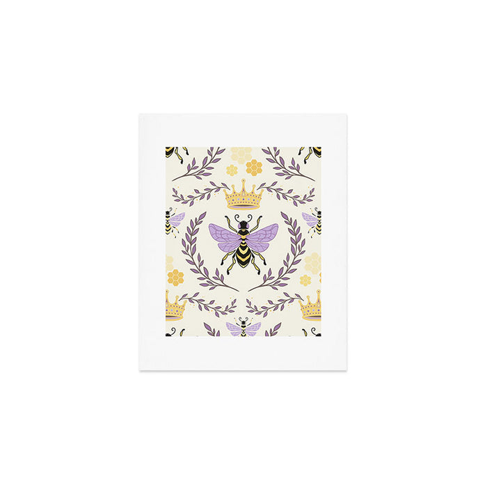 Queen Bee - Lavander Purple and Yellow Art Print Gallery Image 1