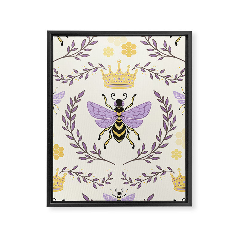 Queen Bee - Lavander Purple and Yellow Framed Canvas Print Gallery Image 6