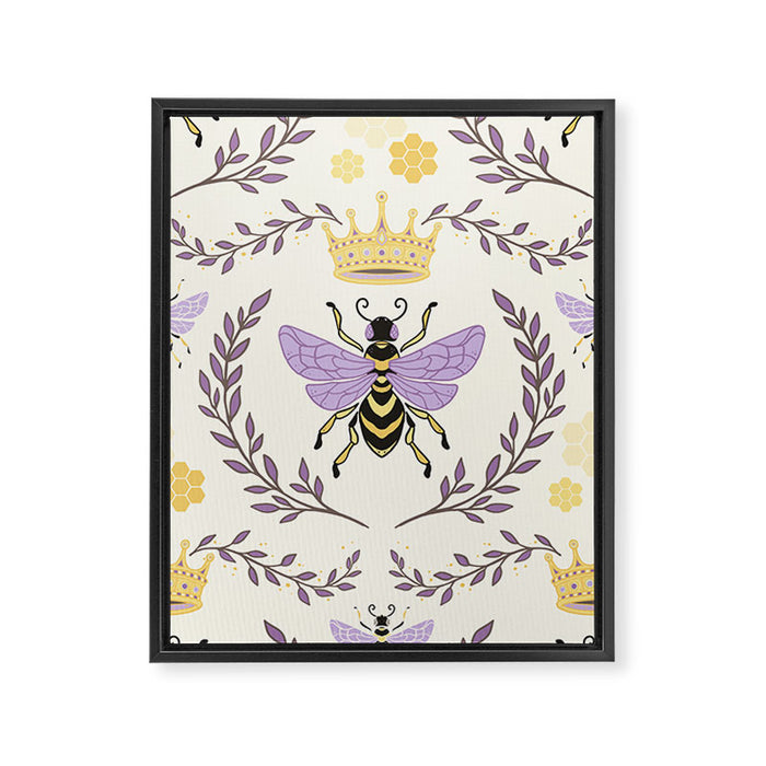 Queen Bee - Lavander Purple and Yellow Framed Canvas Print Gallery Image 1