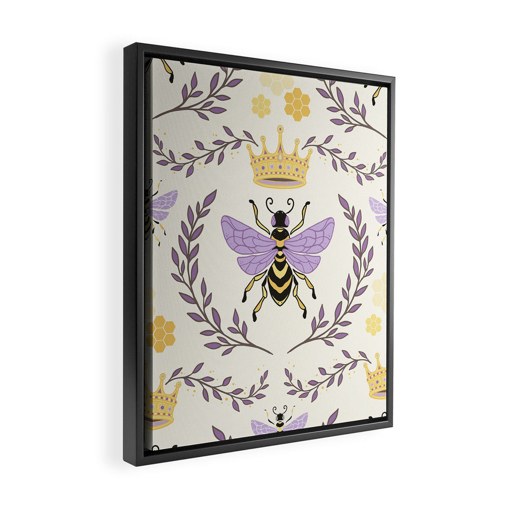 Queen Bee - Lavander Purple and Yellow Framed Canvas Print Gallery Image 2