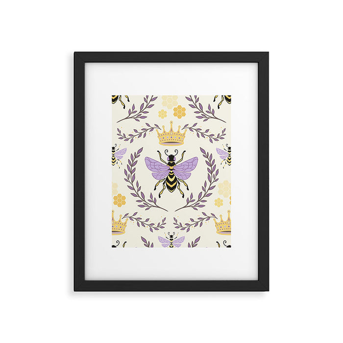Queen Bee - Lavander Purple and Yellow Framed Art Print Gallery Image 1