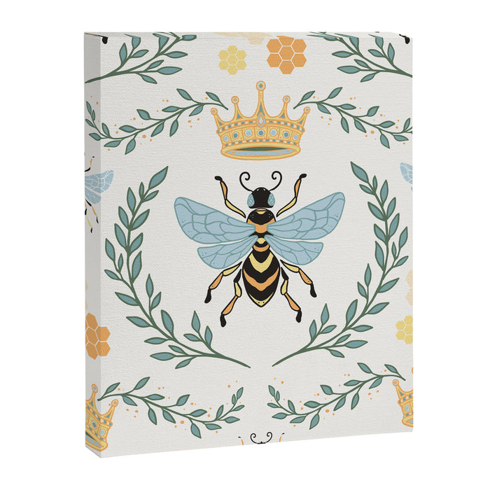 Queen Bee with Gold Crown and Laurel Frame Canvas Print Gallery Image 1