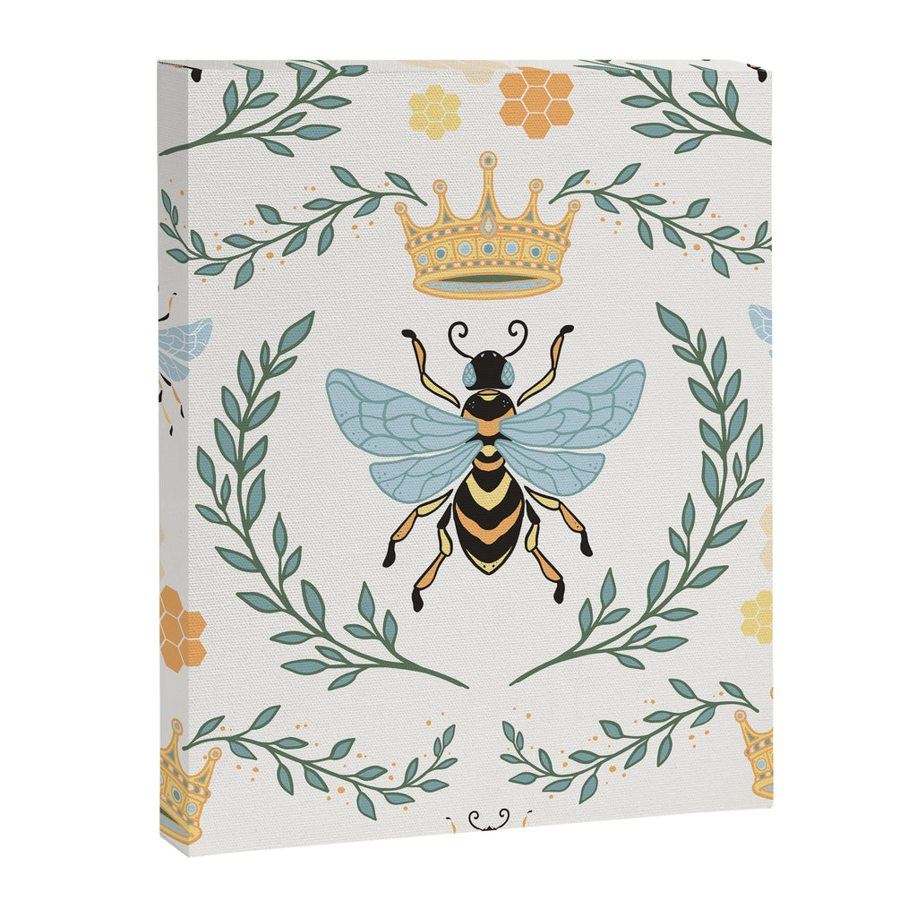 Queen Bee with Gold Crown and Laurel Frame Canvas Print Gallery Image 6