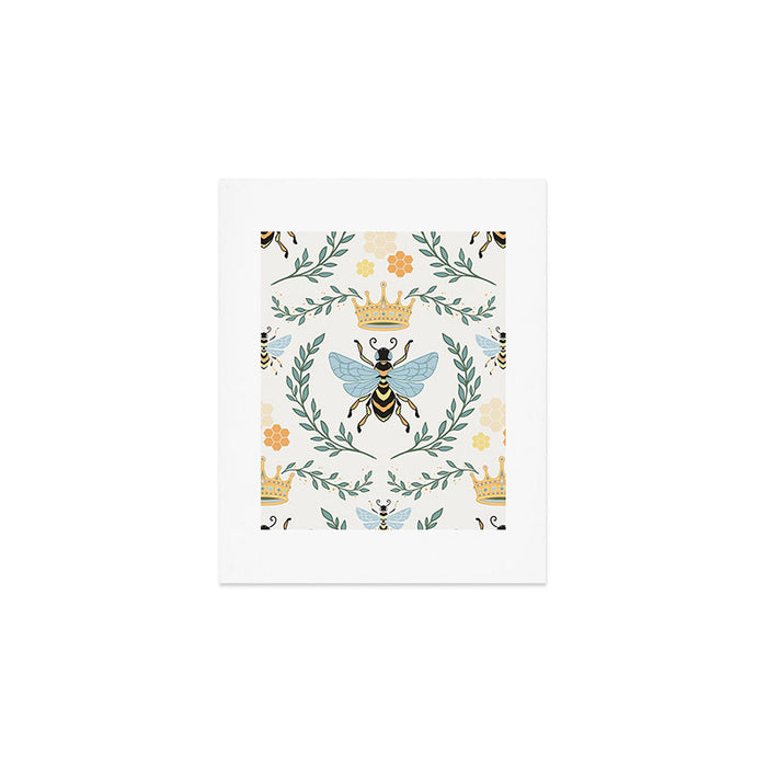 Queen Bee with Gold Crown and Laurel Frame Art Print Gallery Image 1