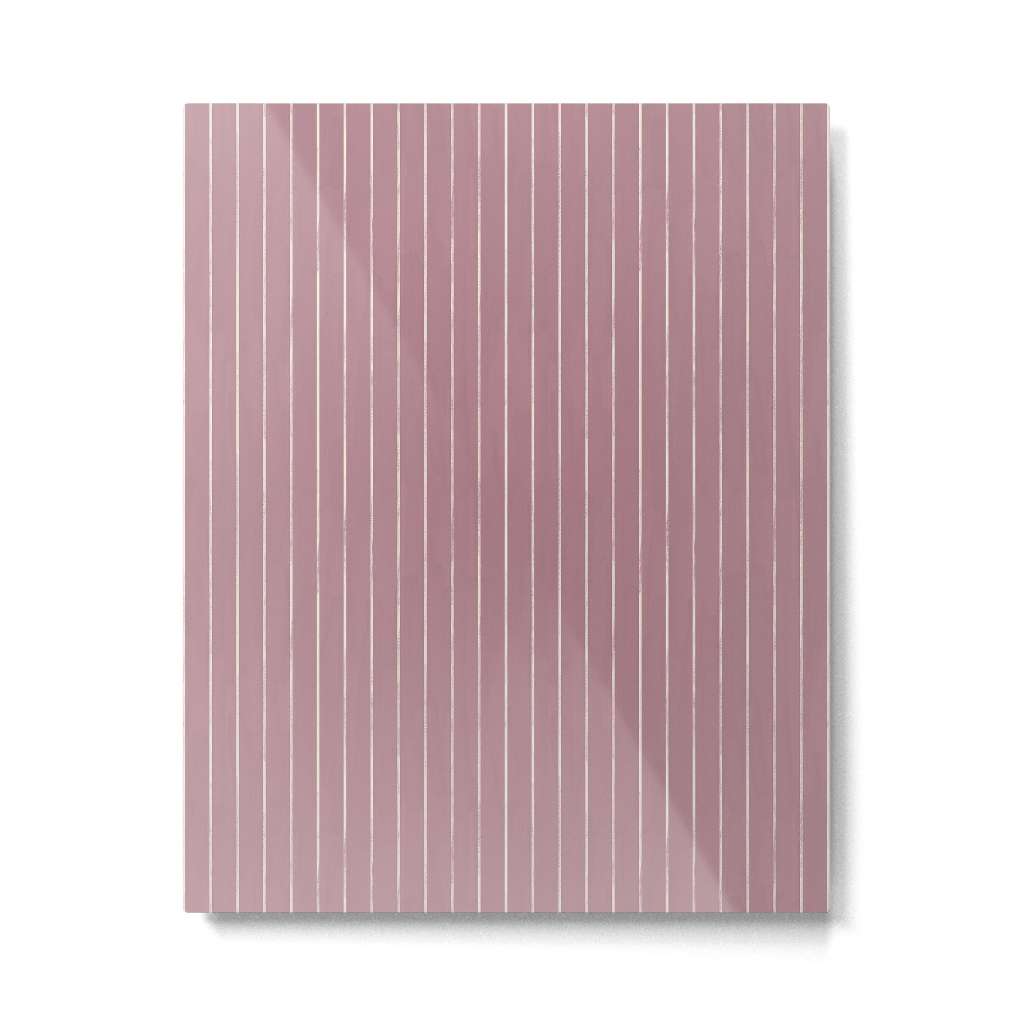 Romantic Botanica Coordinator - Thin Stripes in Rosewood Pink Metal Print Gallery Image 4